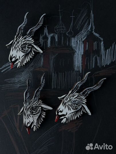 Козлик брошь ручная роспись