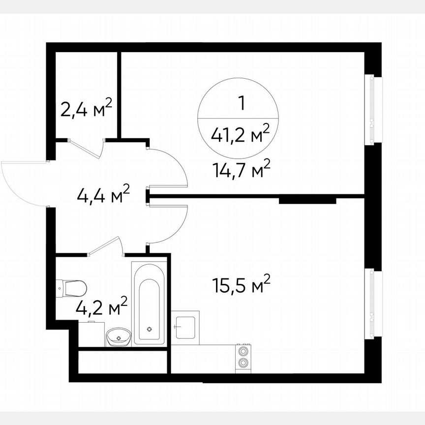 1-к. квартира, 41,2 м², 9/17 эт.