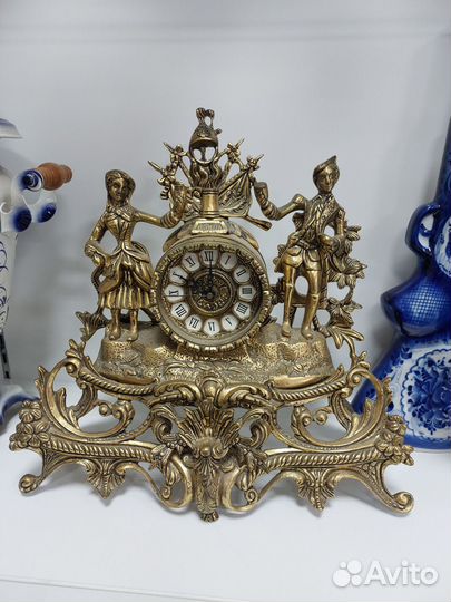 Часы каминные свидание бронза, тяжелые