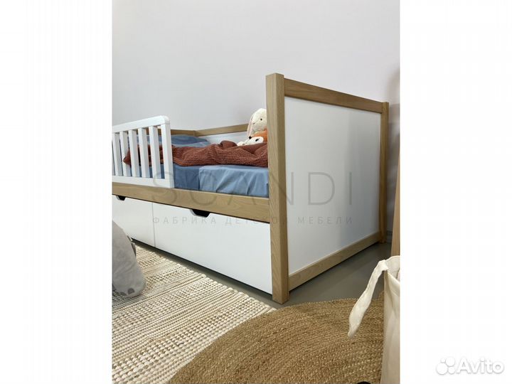 Кровать детская с бортиком Илва из бука