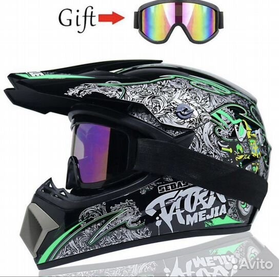 Кроссовый шлем с очками