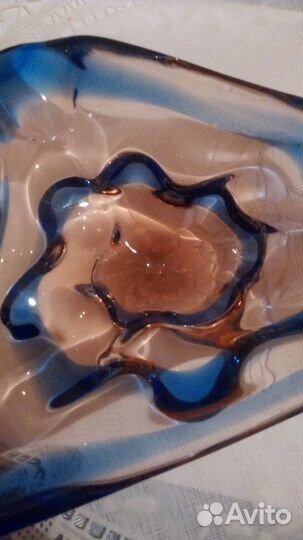 Пепельница. Богемское многоцветное стекло