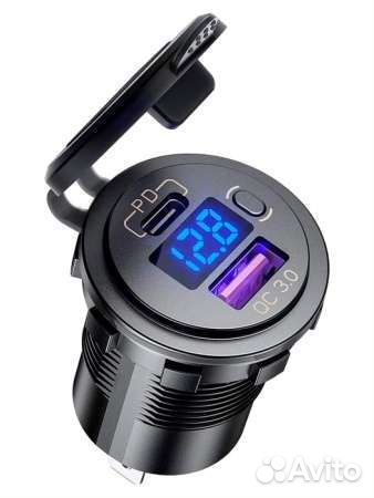 З/У врезное (1USB/1USB-C/QC3.0/PD3.0/вольтметр)