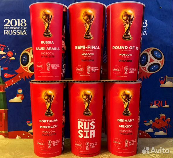 Набор матчевых стаканов Кока-кола Чм 2018 (6 штук)