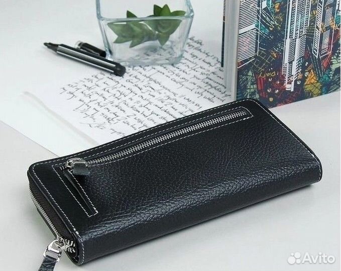 Кошелёк женский Кайман кожа чёрный Россия