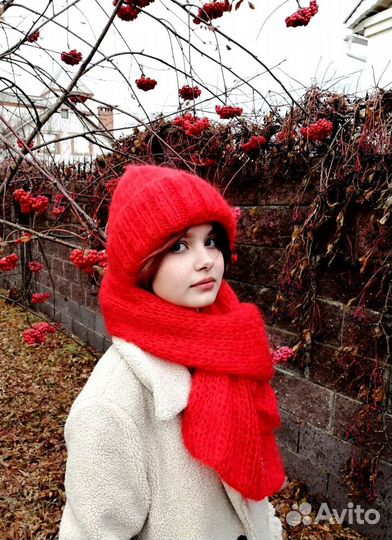 Тёплый зимний комплект из мохера с флисом