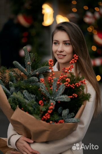 Новогодний букет розы