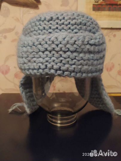 Шапка ушанка вязаная
