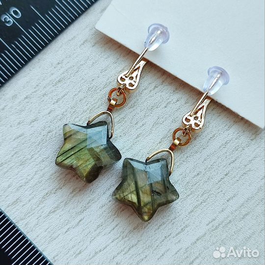 Лабрадорит серьги 
