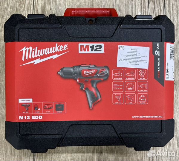 Дрель-шуруповерт Milwaukee M12 BDD-202C