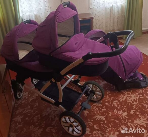 Коляска для двойни bebetto 42 + Peg-Perego