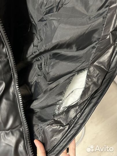 Женский кожаный пуховик 46-48