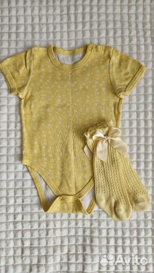 Боди летнее для девочки с гольфами размер 74