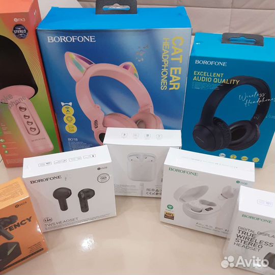 Беспроводные наушники, колонки, PowerBank Borofon