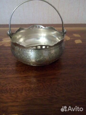 Антикварная серебряная вазочка для сахара