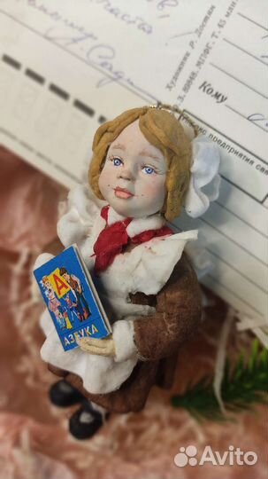 Ватная ёлочная советская школьница