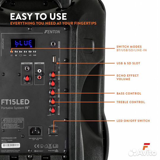 Караоке колонка большая 800 Вт Fenton Германия