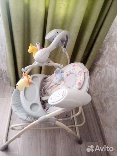 Детские электрокачели шезлонг 2в1