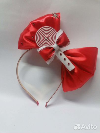 Ободок снежинка конфетка ушки