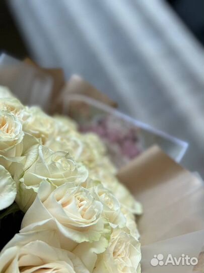 Букет белых роз 25 штук