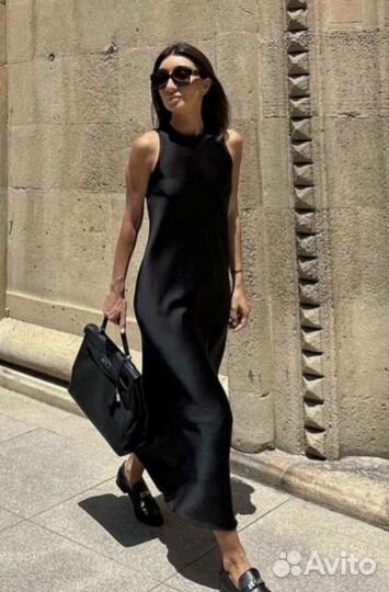 Атласное макси платье в стиле Zara