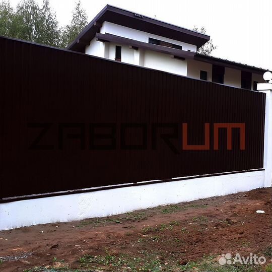 Забор из профлиста на лент фундаменте Звенигород