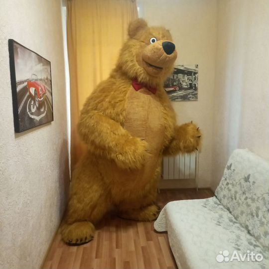 Надувной костюм бурого медведя, косюм аниматора