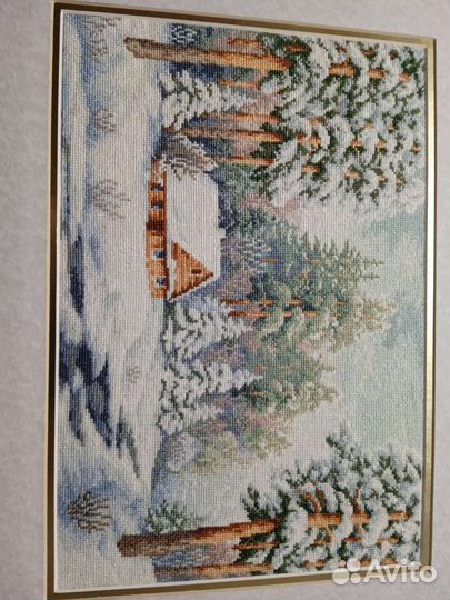 Картина Зимний лес, вышитая крестиком