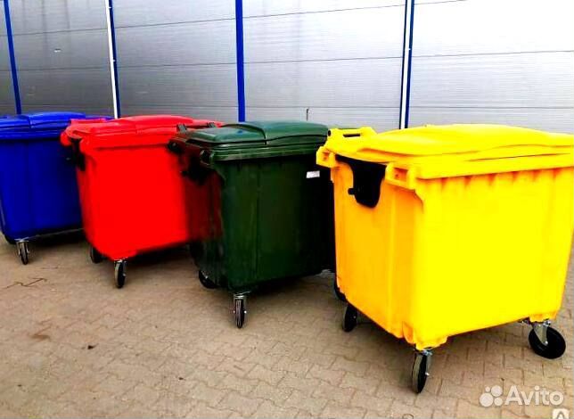 Пластиковый мусорный контейнер 1100л