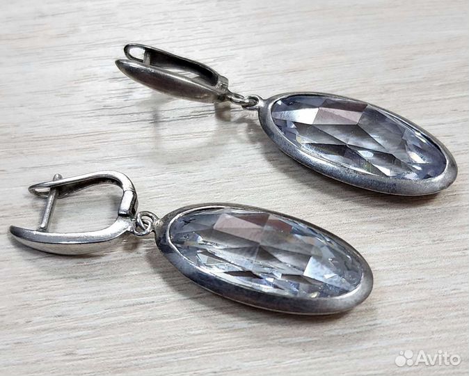 Серебряные серьги 925 пробы. Горный хрусталь