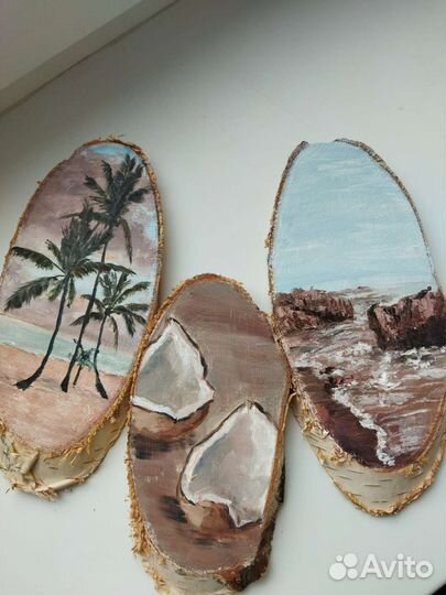 Картины маслом на деревянных срубах