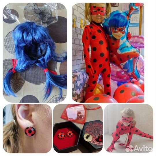 Костюм Леди баг с париком и серёжками (все разм)