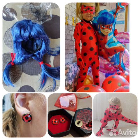 Костюм Леди баг с париком и серёжками (все разм)