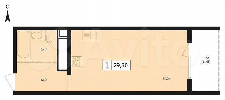 1-к. квартира, 29,3 м², 24/24 эт.