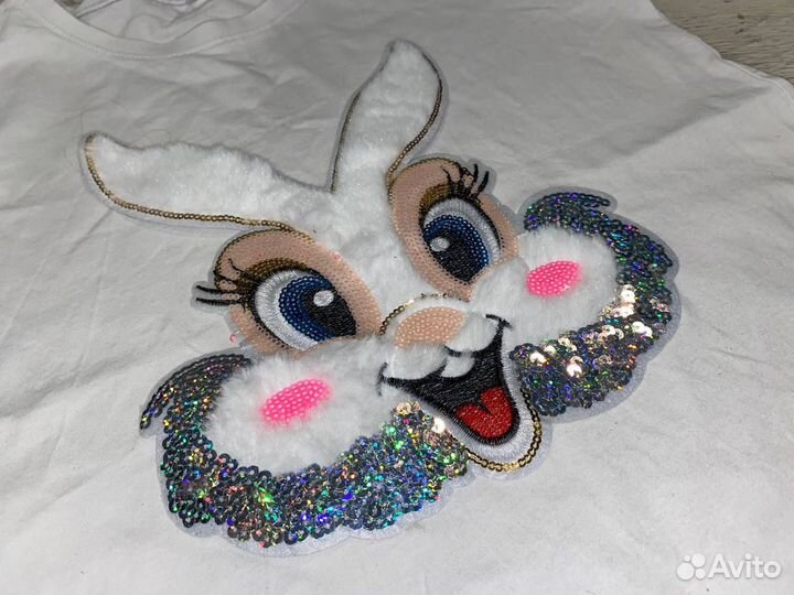 Нашивка с блестками зайка