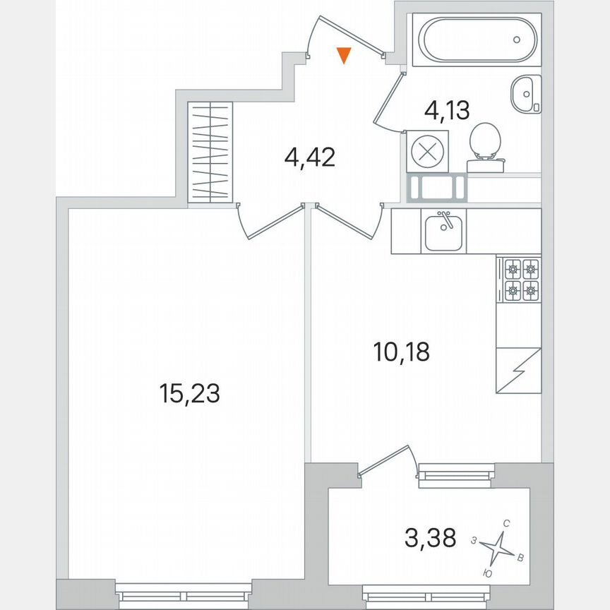 1-к. квартира, 35,7 м², 4/4 эт.