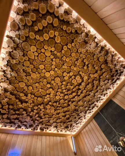 Панно для бани Можжевельник из дерева спилы