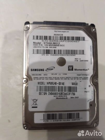 Жесткий диск HDD SATA 500Gb 2.5