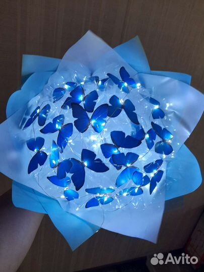 Букет с бабочками. Подарок. светящийся букет