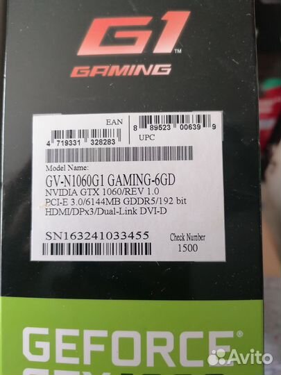 Видеокарта gtx 1060 6gb gigabyte OC edition