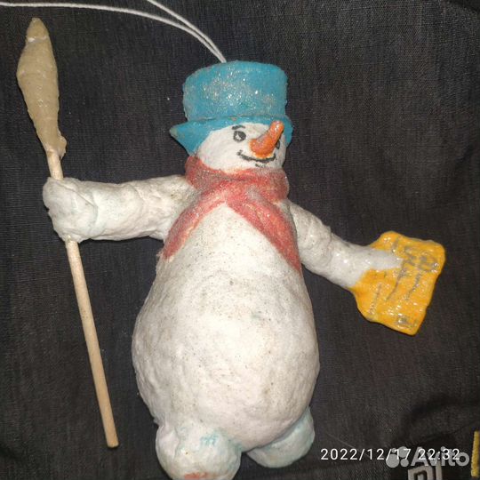 Игрушка ватная на ёлку Снеговик