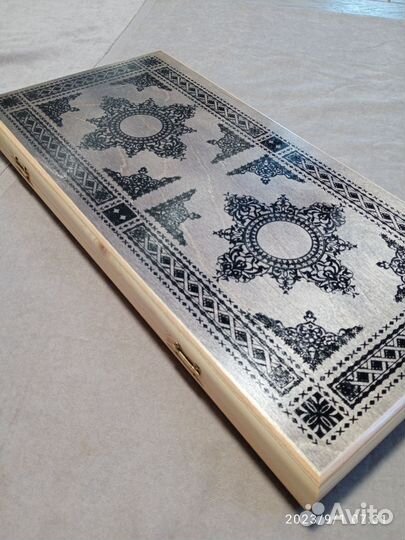 Нарды средние Серые, чёрный узор