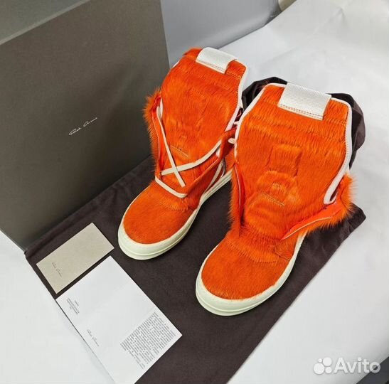 Кеды Rick Owens Geobasket Pony Hair Orange Кожаные