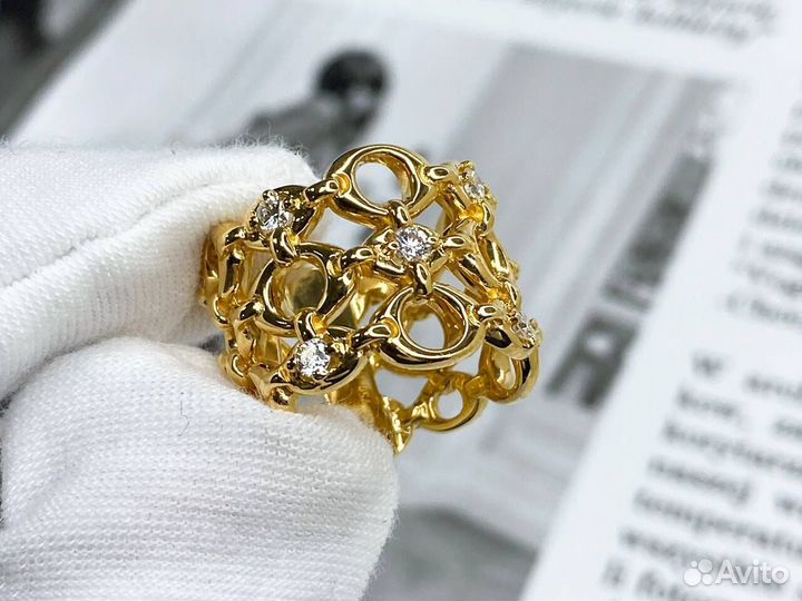 Золотое кольцо бренда Dior оригинал