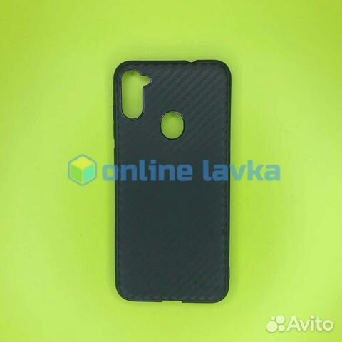 Чехол силикон для Samsung A11 под карбон Black
