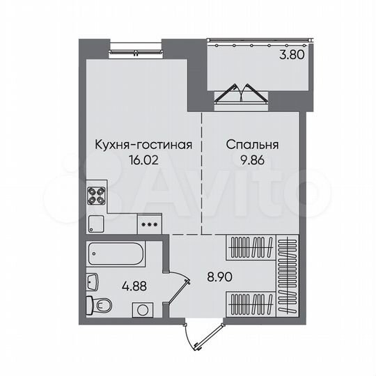 1-к. квартира, 43,5 м², 16/16 эт.
