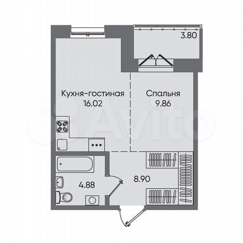 1-к. квартира, 43,5 м², 16/16 эт.