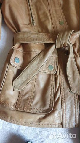 Куртка кожаная женская коричневая S, M