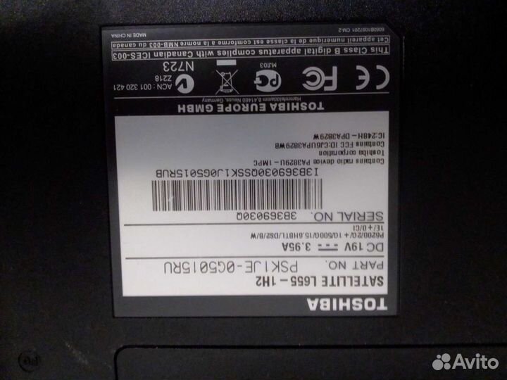 Ноутбук toshiba satellite l655