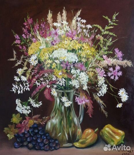 Цветы на темном фоне 9картин холст/подрамник/масло